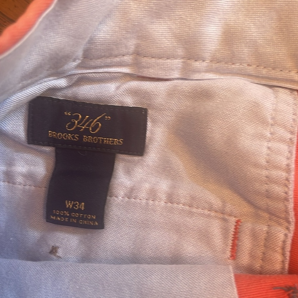 Men's Coral Brooks Brother Embroidered Shorts with margaritas size W34 - Picture 2 of 3